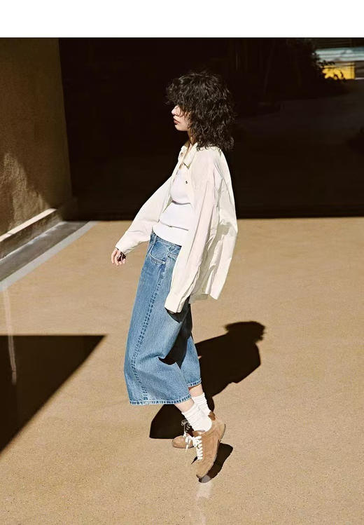 梨形天菜高腰A字韩版复古水洗七八分牛仔裤 商品图6