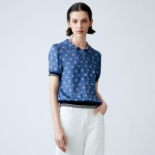 EITIE爱特爱夏季新款时尚休闲显瘦连帽套头印花上衣7813520 商品图2