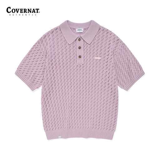 Covernat韩国潮牌翻领针织衫舒适透气潮流时尚男女同款T恤 商品图0
