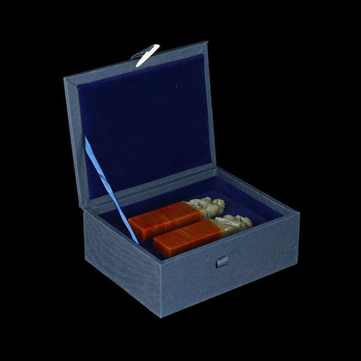 孤品016941-印度石俏色龙凤钮对章-2.5*2.5*9.8cm 商品图5