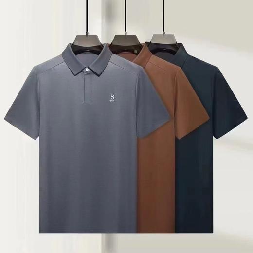 高端轻奢夏季桑蚕丝莱赛尔面料舒适柔软丝滑透气男士休闲翻领品质上衣  YH-2418* 商品图1