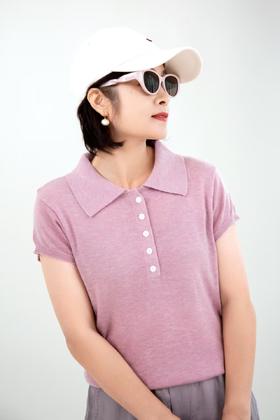 翻领短袖针织衫