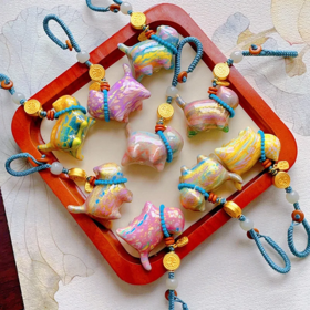 【普陀山】手工招财大漆猫｜檀木雕招财小猫挂件   财财猫咪包包挂件招财猫车挂件