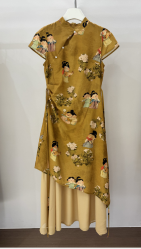 【门店同款】ENJOY夏季云敛-“鸾衿折桂”小唐人印花中式旗袍 162900159