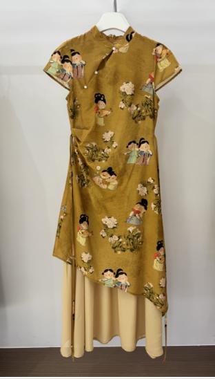 【门店同款】ENJOY夏季云敛-“鸾衿折桂”小唐人印花中式旗袍 162900159 商品图0