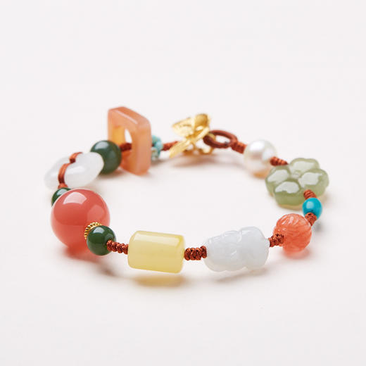 【普陀山】十全十美银蝴蝶 田玉四叶草  多宝手工编织手链女  礼物 商品图3