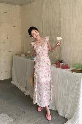 SIA SAYLOR 茶歇初恋碎花温柔花边长裙 20658