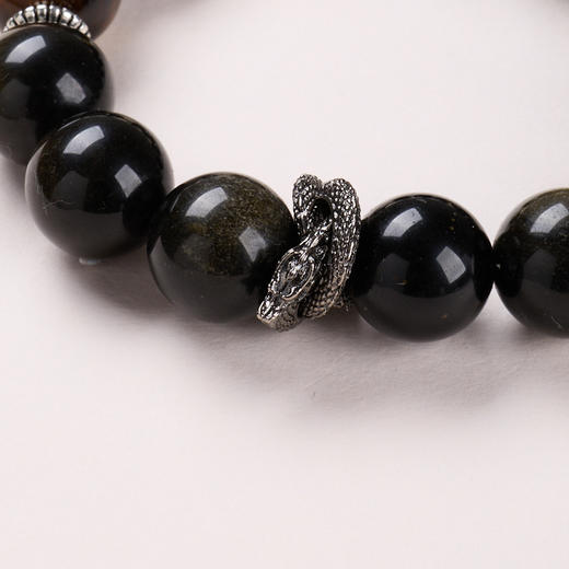 【普陀山】金耀石盘龙14mm男款手链 回纹珠路路通金曜石高级感 商品图3