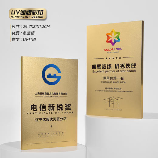 金属奖牌定制立体LOGO高档荣誉证书粉丝荣誉牌匾浮雕授权牌订制 商品图2