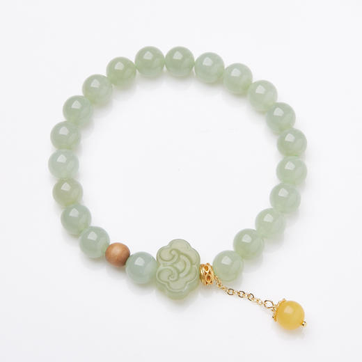 【普陀山】8MM和田玉 笑脸如意 蜜蜡流苏手链 商品图4