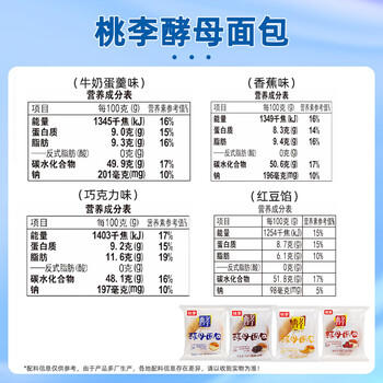 桃李酵母面包牛奶蛋羹味600g营养早餐手撕软面包蛋糕点心休闲零食整箱 /休闲食品 /西式糕点 /手撕面包 商品图6