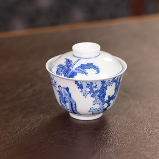 【曰何】 张敞画眉茶碗 盖碗 青花 商品图1