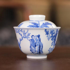 【曰何】 张敞画眉茶碗 盖碗 青花