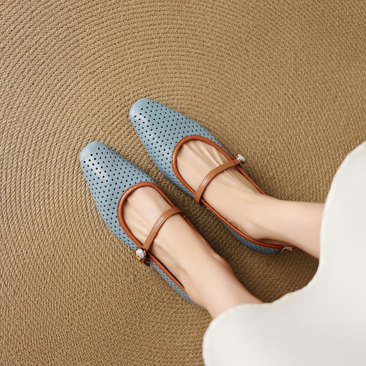 【预售5天】法式绝美超软羊皮单鞋新款方头粗跟百搭气质玛丽珍女鞋NJMK&K1677 商品图1