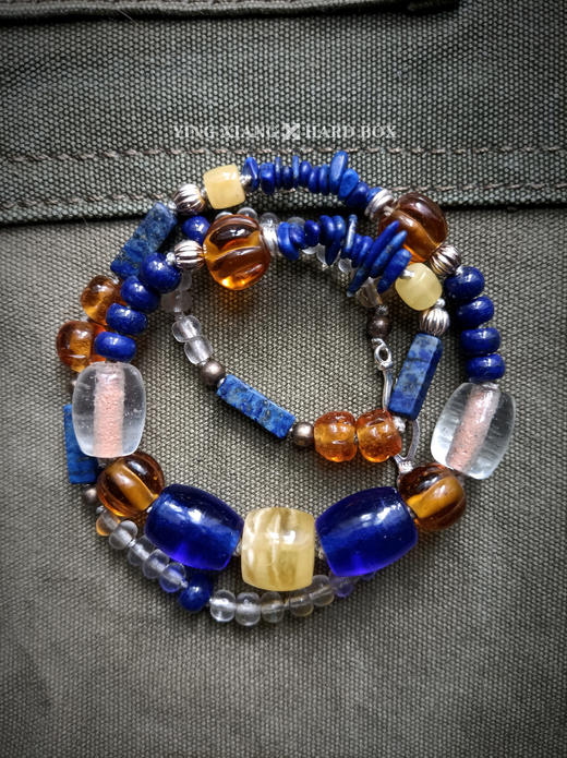 原创【风格～孤品手作】青金石蜜蜡老琉璃项链｜非7日无理由退换货 商品图3