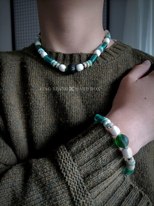 原创【风格～孤品手作】老琉璃鹿角绿松石项链手链｜非7日无理由退换货 商品图3