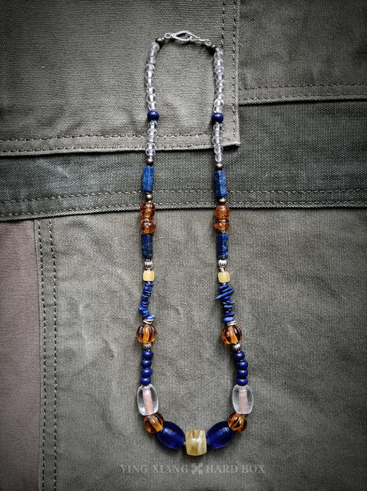原创【风格～孤品手作】青金石蜜蜡老琉璃项链｜非7日无理由退换货 商品图1