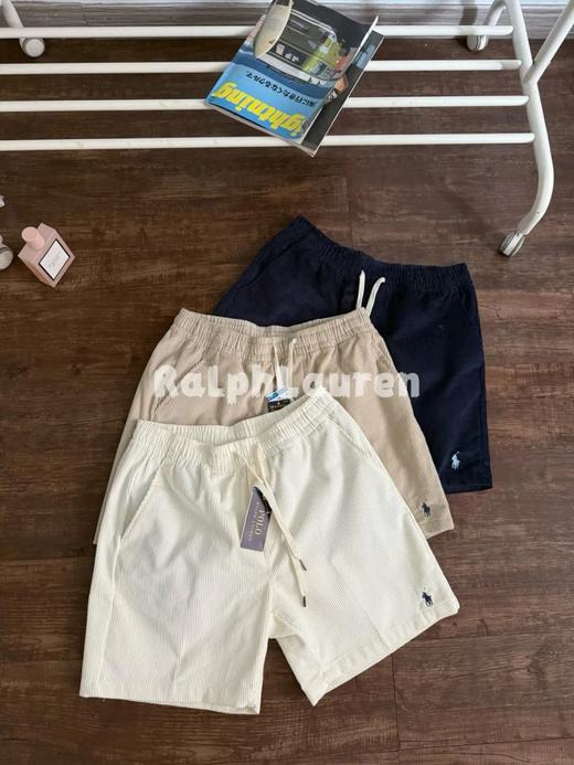 拉夫家小马标刺绣休闲老钱风灯芯绒短裤 商品图1