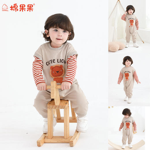 棉果果秋季新品男童奶咖色套头连体衣M312727225478 商品图0