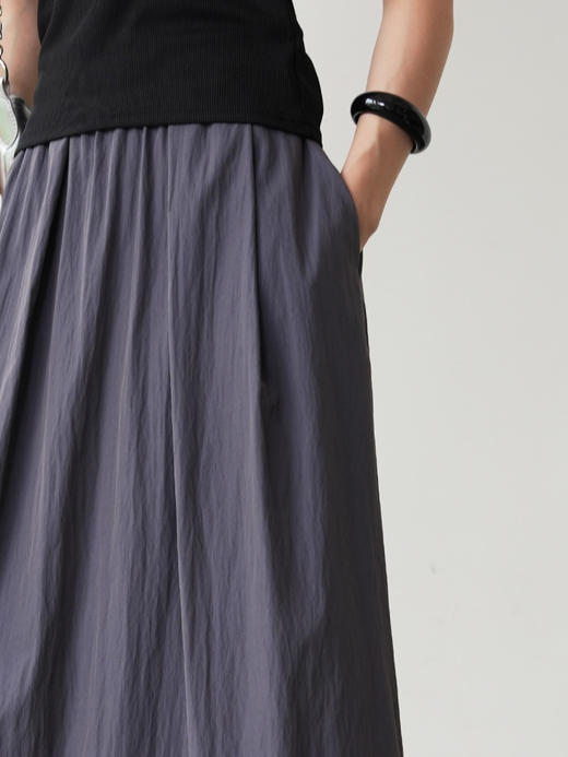 元气多巴胺透气抗皱微皱肌理松紧腰休闲山本半裙 商品图13