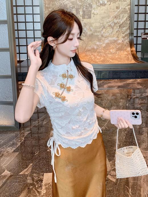 张心子【花影随行】气质蕾丝新中式盘扣旗袍上衣 U2506014 商品图5