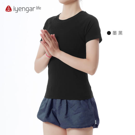 C1205艾扬格 life 简约习练瑜伽短袖T恤  简约大方弹力舒适精致编织提花 商品图4