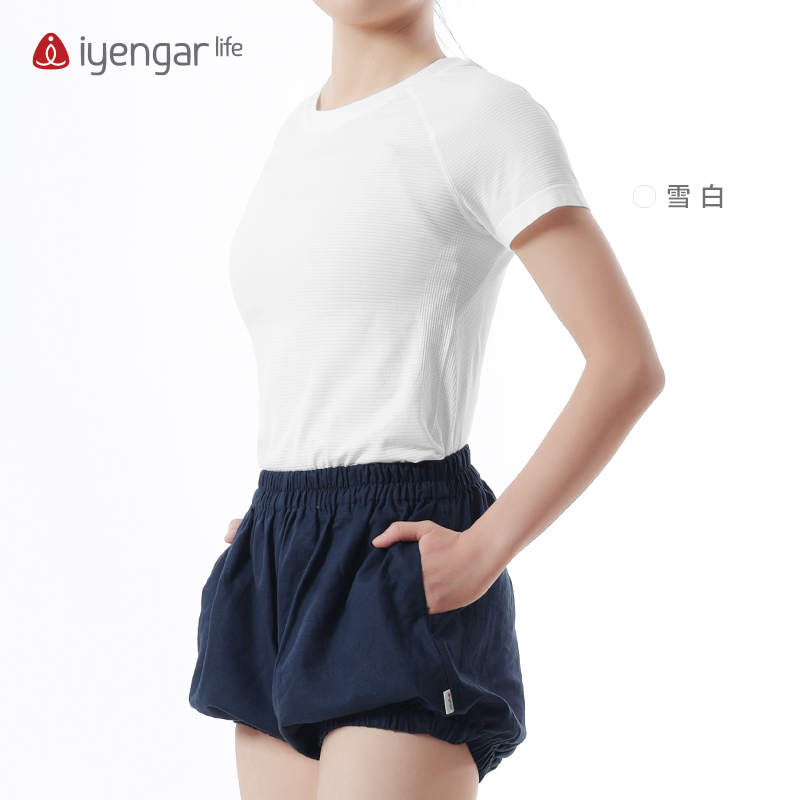 C1205艾扬格 life 简约习练瑜伽短袖T恤  简约大方弹力舒适精致编织提花