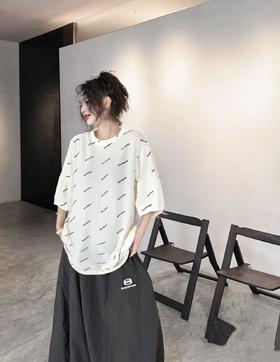 今日推荐-潮牌1611莫代尔棉字母花苞袖短袖T恤M1-1-喜出