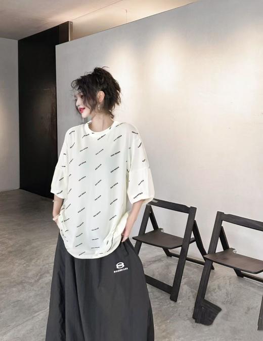 今日推荐-潮牌1611莫代尔棉字母花苞袖短袖T恤M1-1-喜出 商品图0