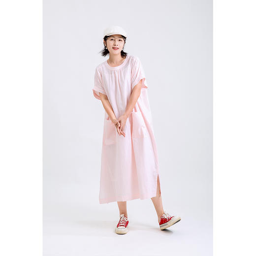 净色棉麻连衣裙 商品图0