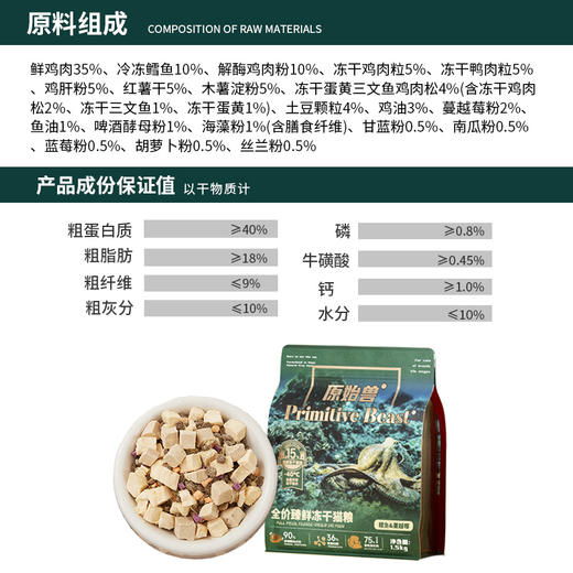 【全新升级】原始兽臻鲜多拼冻干生骨肉主粮猫粮1.35kg/犬粮1.5kg 95%动物源蛋白 线下款 商品图2