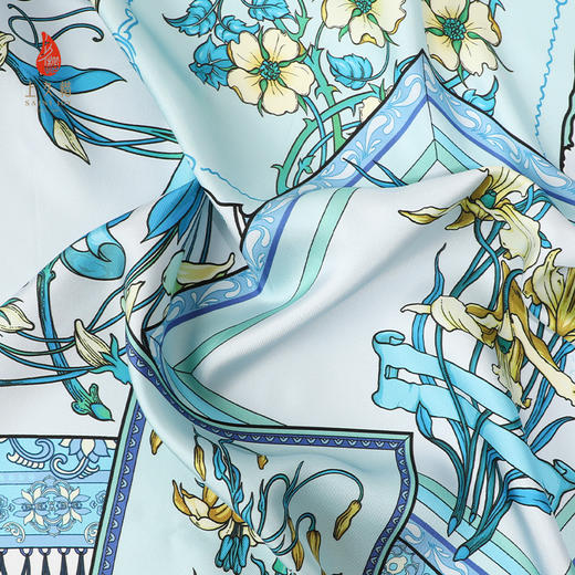 SAINTJOY/上久楷真丝方巾 印花真丝方巾 春绘芳绮 FJS24045-1 商品图4