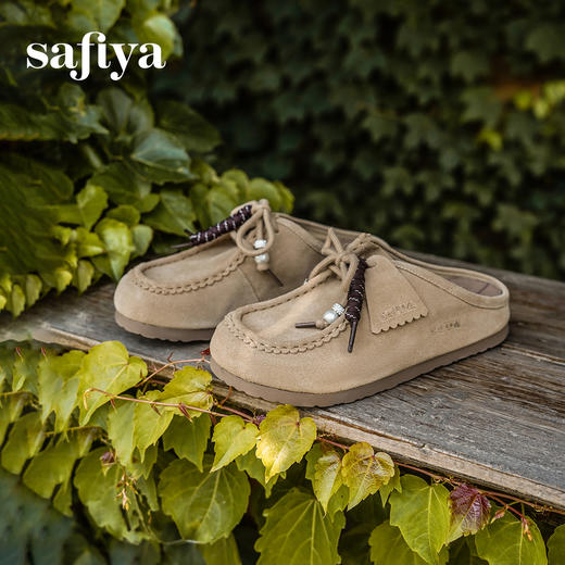 Safiya/索菲娅2025复古袋鼠鞋系带休闲外穿百搭厚底包头勃肯拖SFD3110076 商品图3