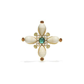 订购6个月到｜Goossens Paris-Lagune-十字 岩石水晶 胸针［法国设计师］