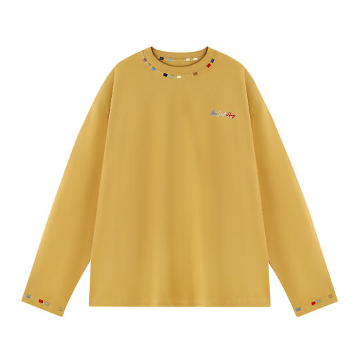 BJHG不计后果国潮彩绣纯棉长袖白色t恤男款春秋休闲内搭情侣装T恤 商品图4