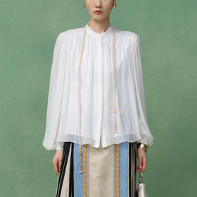 【林栖设计小店】桑蚕丝衬衣褶皱肌理气质2025早秋新款上衣女1953036
