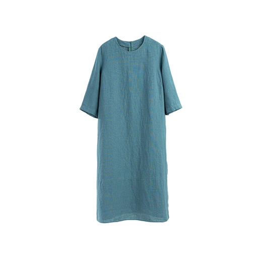 绽放427朵/【多巴胺系列·三姊妹】重磅砂洗粗亚麻七分袖连衣裙女 商品图4