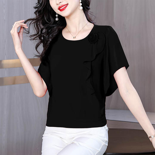 KQL 720G6339立体花朵优雅显瘦雪纺衫时尚 商品图2