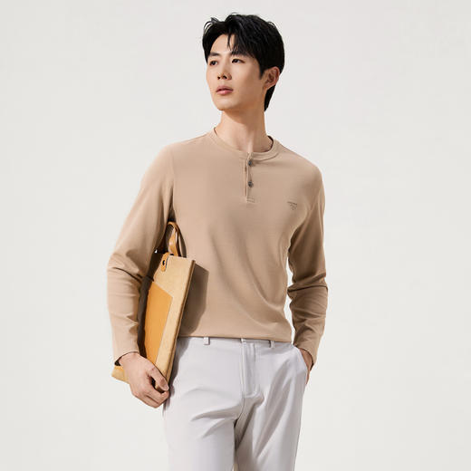 【华夫格/亨利领】柒牌男士长袖T恤秋季新款时尚休闲舒适百搭t恤129T70150 商品图1