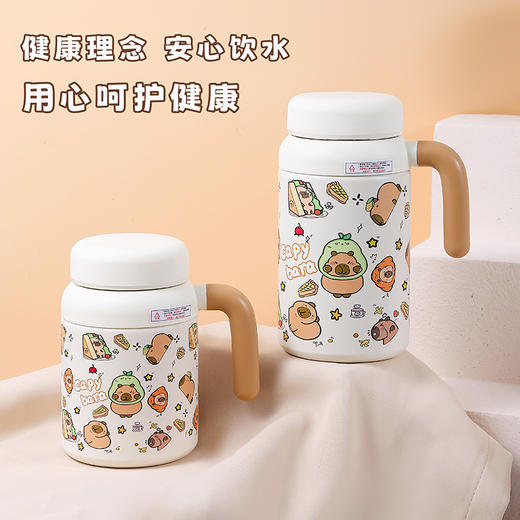 【卡皮巴拉萌宠杯，颜值与实力并存】316不锈钢双饮设计✨长效保温保冷❄夏日冷库冬日暖宝🌞孩子爱不释手的喝水神器！ 商品图1