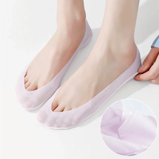 ATF2402 船袜春夏超浅口冰丝中底棉吸汗防滑不易掉跟袜子女 商品图3