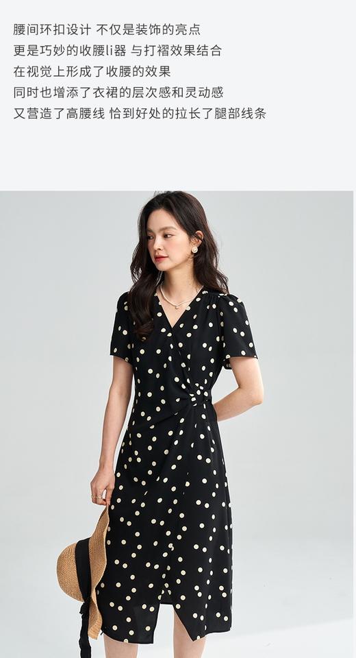 优雅经典波点收腰V领显瘦雪纺连衣裙 商品图8