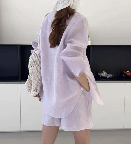 重磅推荐！无补！lp亚麻套装   马卡龙色系  亚麻衬衫/亚麻短裤  进口32支超细亚麻 商品图2