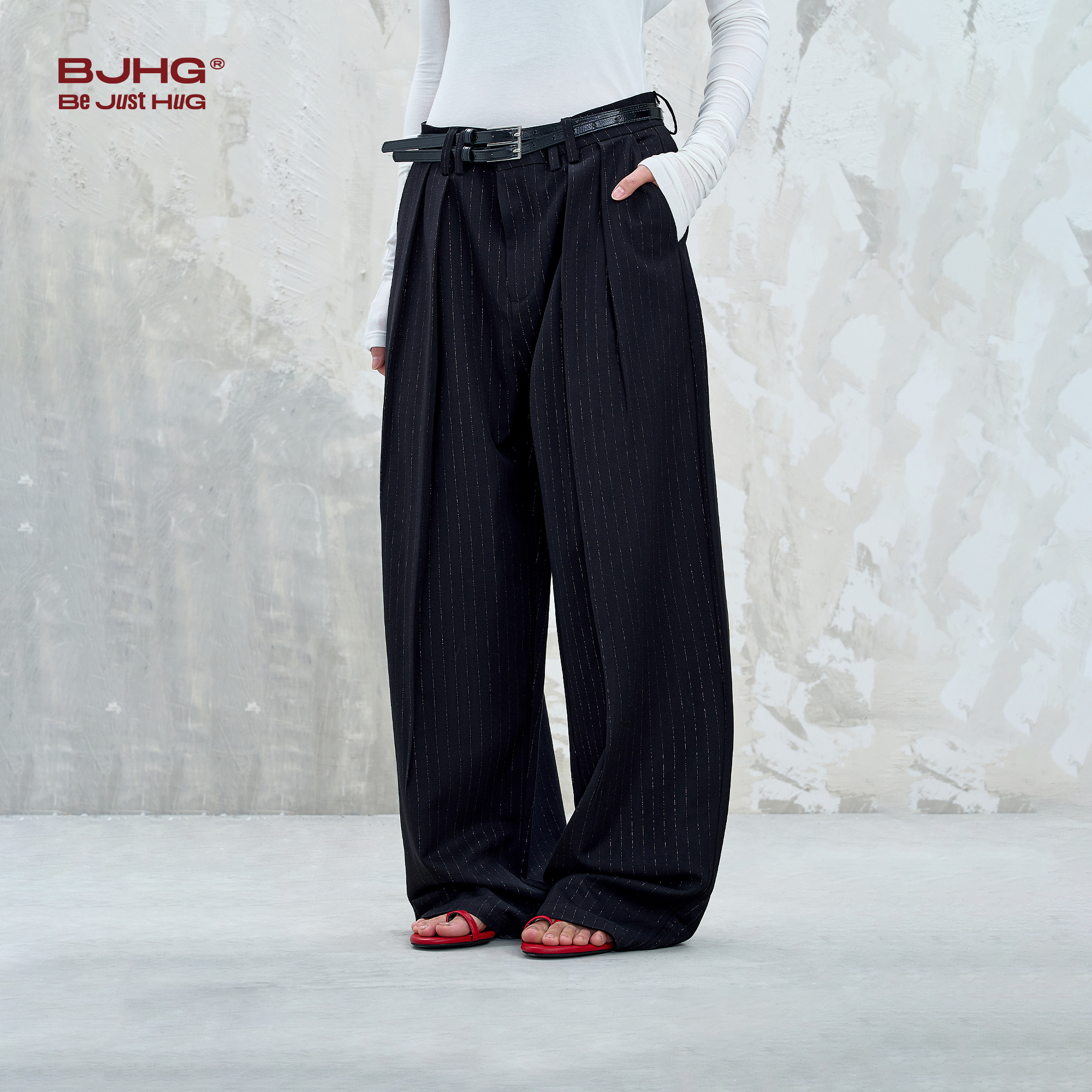 BJHG不计后果休闲裤子男款秋季潮牌2025新款美式复古宽松西装裤