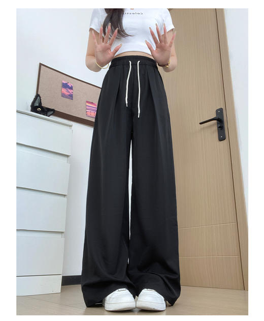 【YW】无忧购卡其冰丝阔腿裤女夏季薄款垂感山本裤宽松休闲速干运动裤Z606（截单后3-5天发货） 商品图1