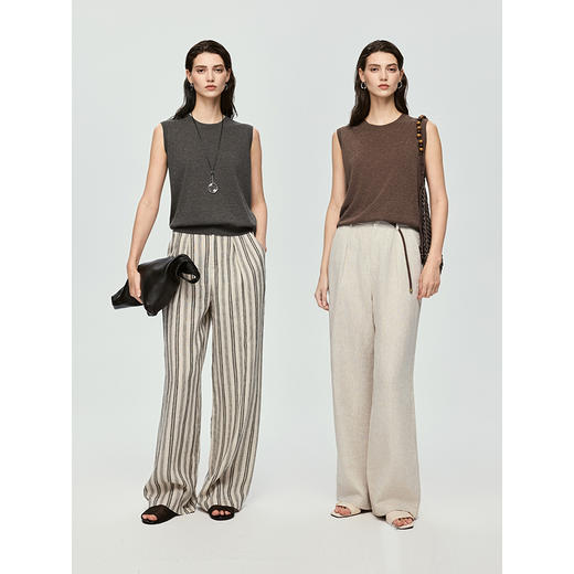 棉仓363635026-初棉莱赛尔亚麻-凉感圆领上衣 商品图4