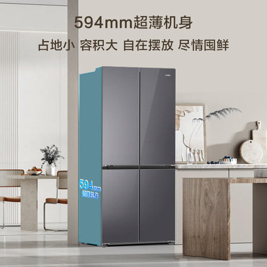 海尔（Haier）490升 十字对开电冰箱 干湿分储 三挡变温  黑金净化 双变频 一级能效 wifi智控 594mm超薄 BCD-490WGHTDE5XEU1 商品图0