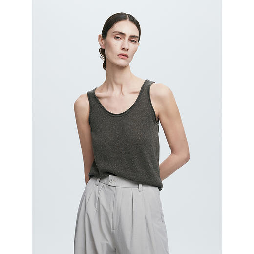 棉仓363635022-初棉肌理感亚麻针织吊带背心 商品图1