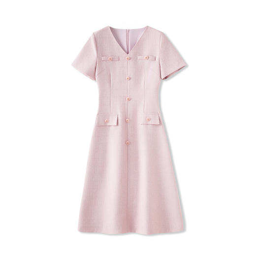 「高货wl」全新升级【铂金会员358/天猫479/差价121】(04559)洛诗琳精致小香风连衣裙2025夏季气质修身V领短袖裙子女 商品图4