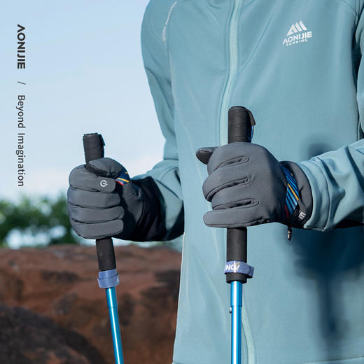 奥尼捷运动保暖手套男冬季户外徒步骑行防风加绒滑雪手套跑步手套 商品图5